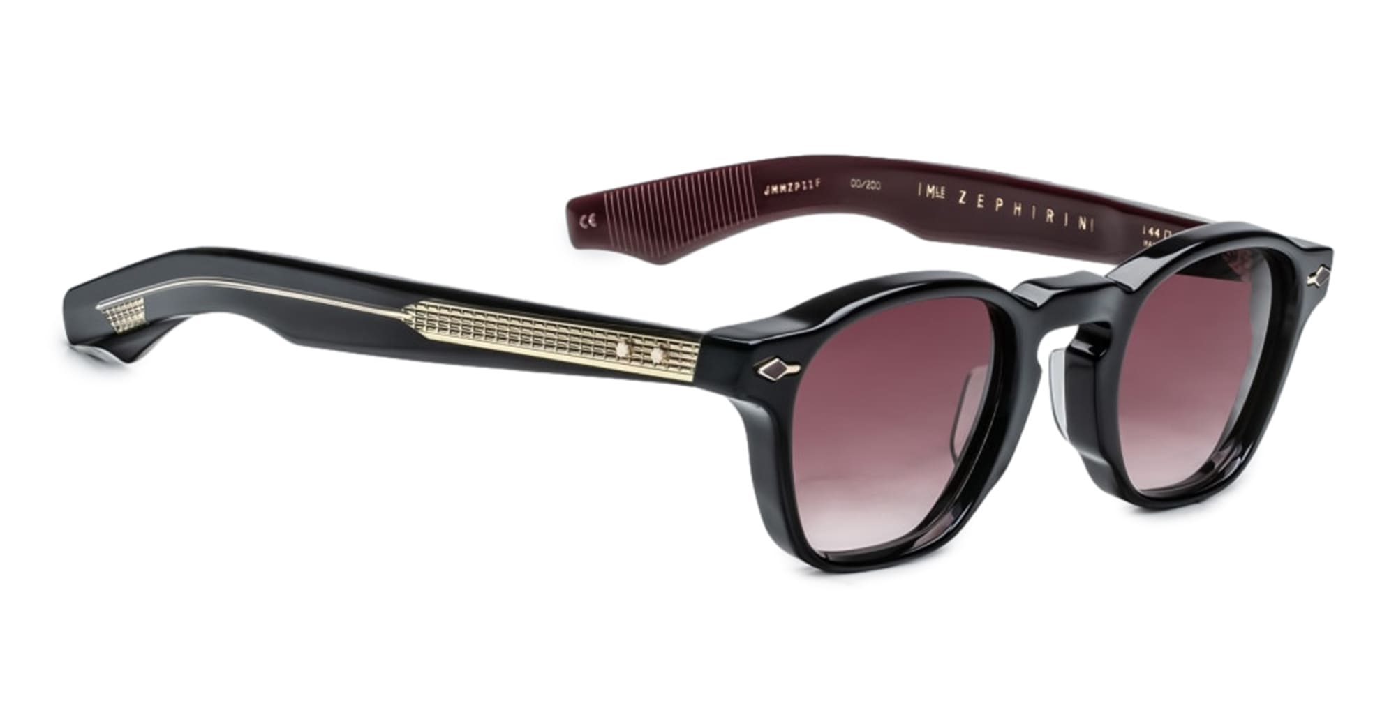 Ottica Mondello Roma - Jacques Marie Mage - JMMZP-13J - ZEPHIRIN EPOXY - CHARLET - Acetate - shape Squared - Black - EYEWEAR - SUNGLASSES - Uomo,Men - lens burgundy - Made In Japan