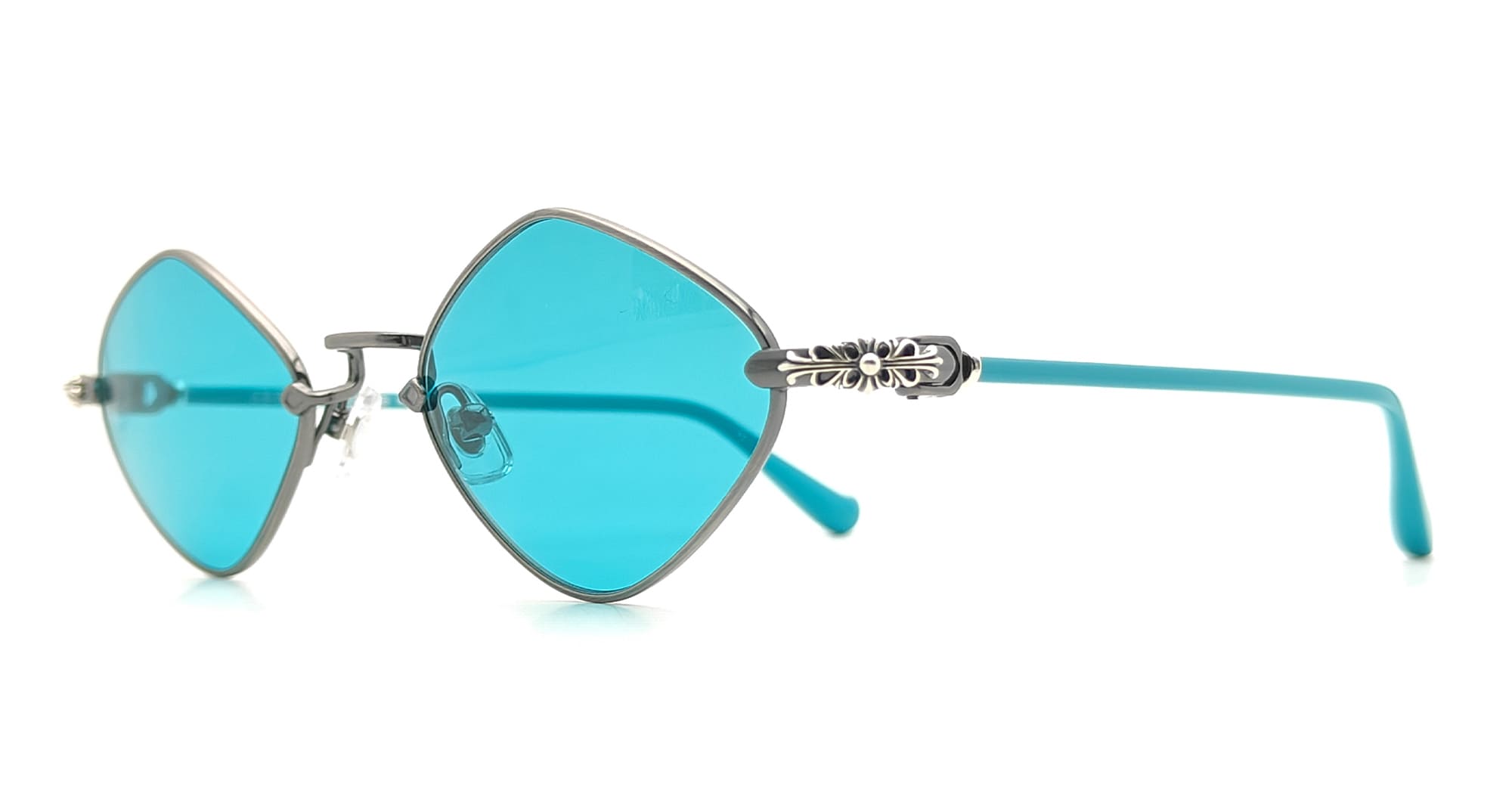 Ottica Mondello Roma - Chrome Hearts - 32415190226CE50H61 - DIAMOND DOG - PEWTER TEAL  - Titanium - shape Diamond - Silver - EYEWEAR - SUNGLASSES - Uomo,Men - lens teal - Made In Japan