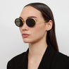 Ottica Mondello Roma - LINDA FARROW - LFL1413C1SUN - FINN - BLACK / YELLOW GOLD - Titanium - shape Oval - Gold - EYEWEAR - SUNGLASSES - Donna,Women - lens Grey - MadeIn Japan