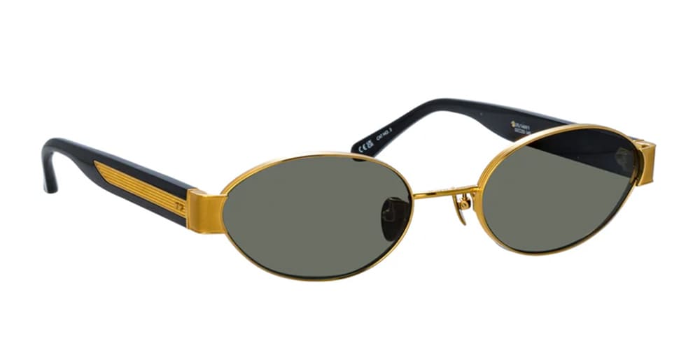 Ottica Mondello Roma - LINDA FARROW - LFL1469C1SUN - SADIE - YELLOW GOLD / BLACK  - Acetate, titanium - shape Oval - Gold - EYEWEAR - SUNGLASSES - Donna,Women - lens Grey - MadeIn Italy