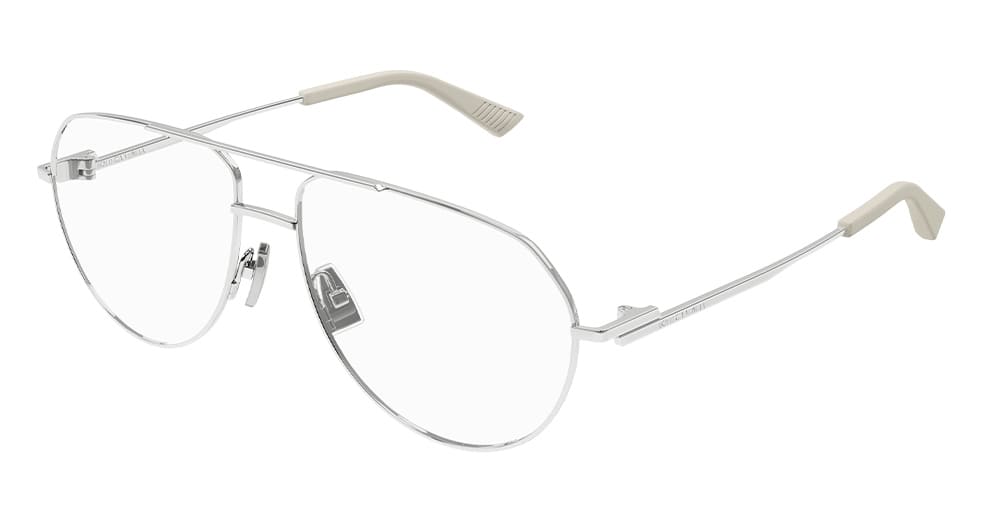 Ottica Mondello Roma - Bottega Veneta - BV1302O-002 - BV1302O-002 - SILVER RX - Metal - shape Aviator - Silver - EYEWEAR - EYEGLASSES - Unisex,Uomo,Donna,Women,Men - lens Clear - Made In Japan