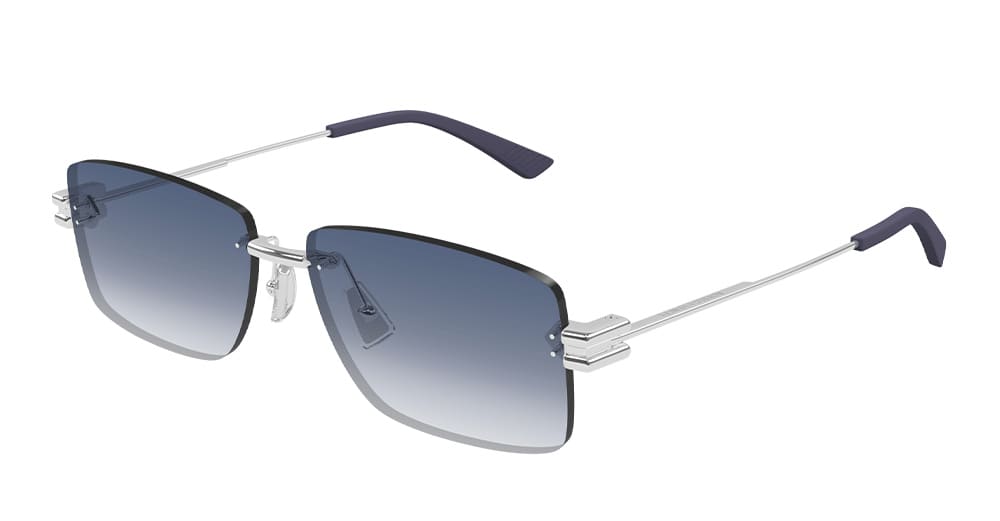 Ottica Mondello Roma - Bottega Veneta - BV1126S-005 - BV1126S-005 - SILVER - Metal - shape Rectangular - Silver - EYEWEAR - SUNGLASSES - Uomo,Men - lens Blue - Made In Italy