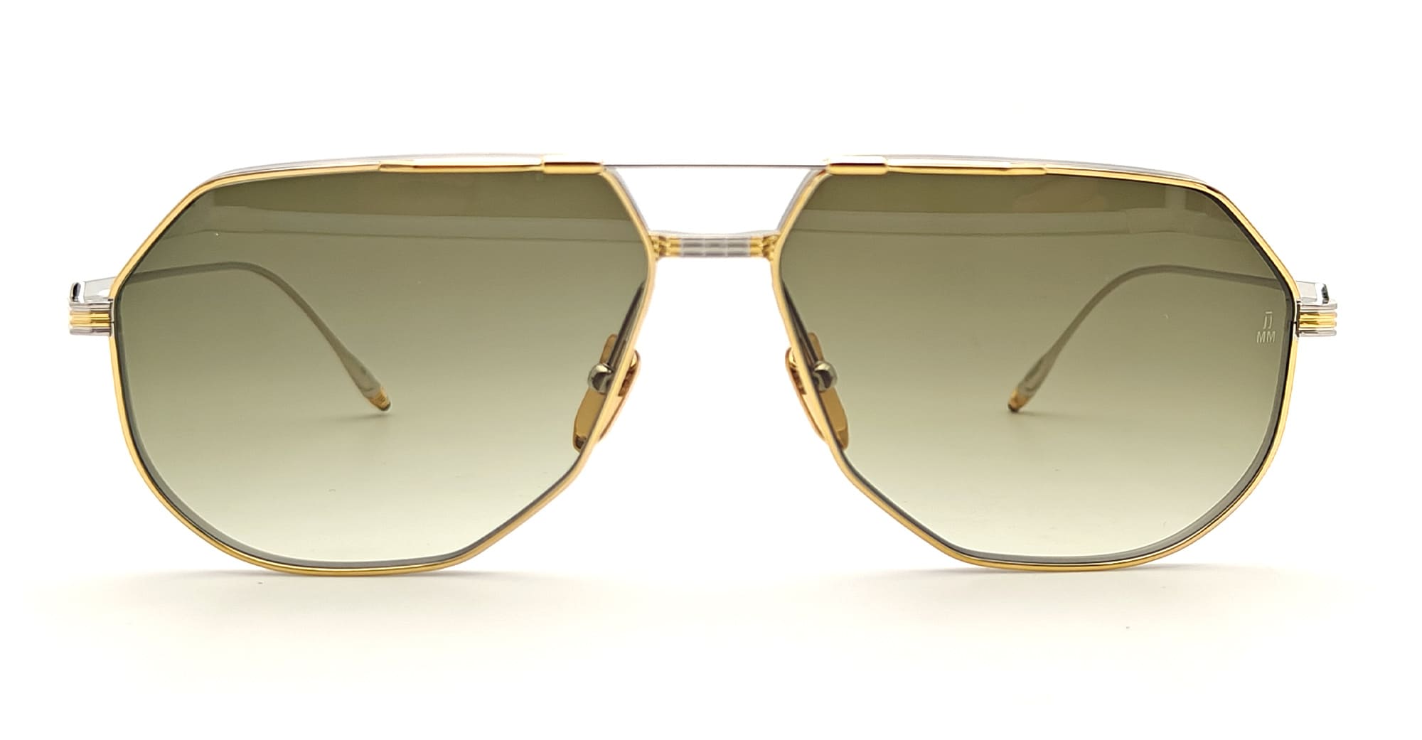 Ottica Mondello Roma - Jacques Marie Mage - J-ESN-RE-S4112S-OS - REYNOLD - ELECTRUM - Titanium - shape Aviator - silver, gold - EYEWEAR - SUNGLASSES - Uomo,Men - lens Gradient green - Made In Japan