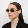 Ottica Mondello Roma - LINDA FARROW - LFL1469C1SUN - SADIE - YELLOW GOLD / BLACK  - Acetate, titanium - shape Oval - Gold - EYEWEAR - SUNGLASSES - Donna,Women - lens Grey - MadeIn Italy