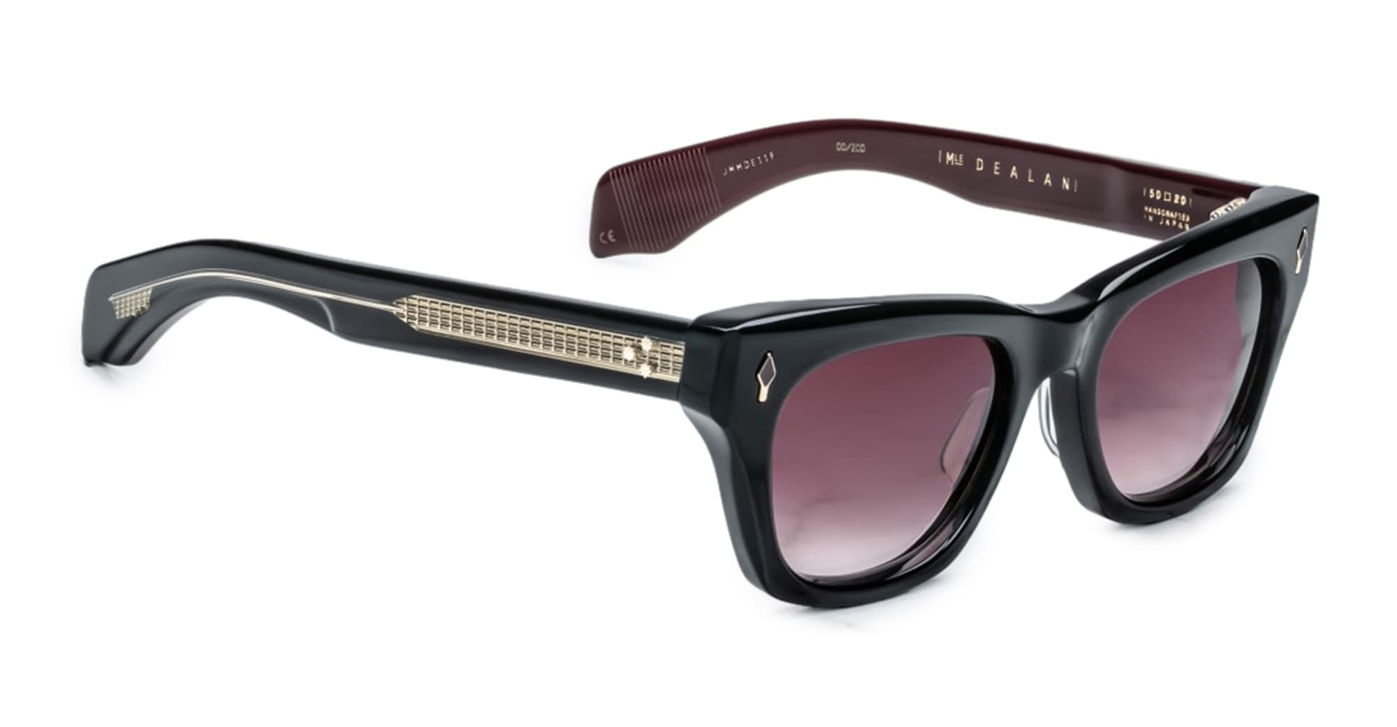 Ottica Mondello Roma - Jacques Marie Mage - JMMDE-11F - DEALAN EPOXY - CHARLET - Acetate - shape Squared - Black - EYEWEAR - SUNGLASSES - Uomo,Men - lens burgundy - Made In Japan