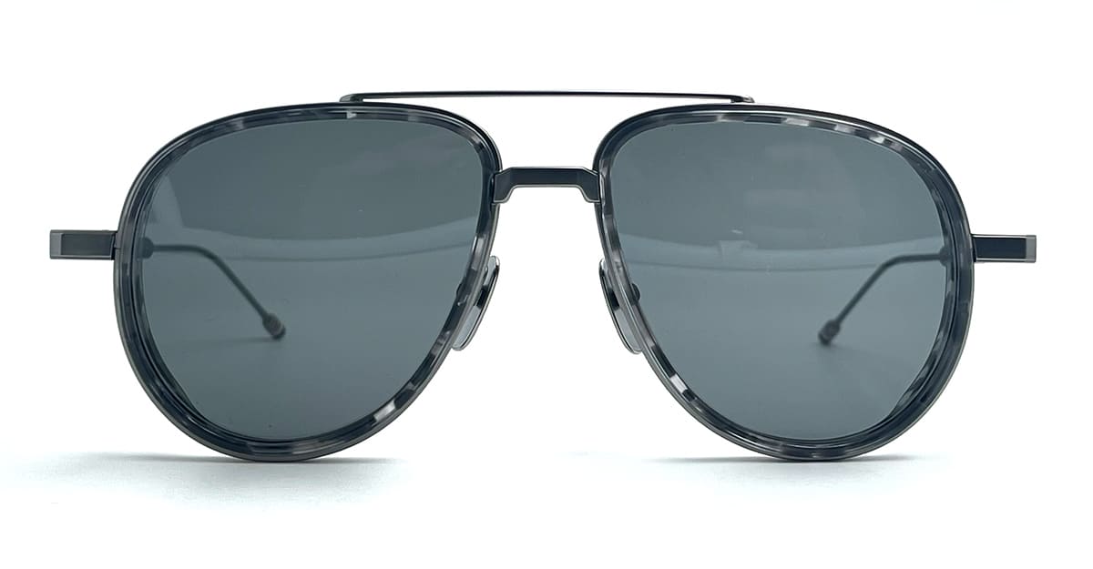 Ottica Mondello Roma - Thom Browne - UES929A-G0003-035-56 - AVIATOR - GREY TORTOISE - Acetate, titanium - shape Aviator - grey - EYEWEAR - SUNGLASSES - Uomo,Men - lens Grey - Made In Japan